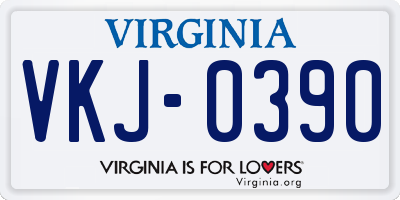 VA license plate VKJ0390