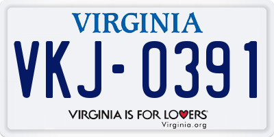 VA license plate VKJ0391