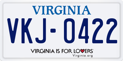VA license plate VKJ0422