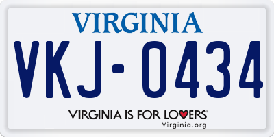 VA license plate VKJ0434