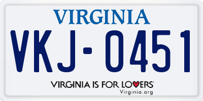 VA license plate VKJ0451