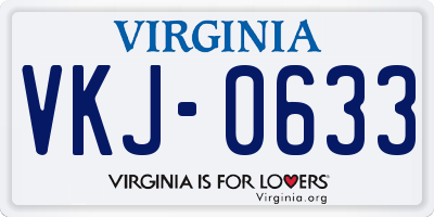 VA license plate VKJ0633