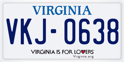 VA license plate VKJ0638