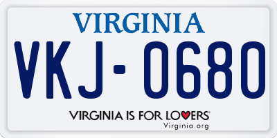 VA license plate VKJ0680