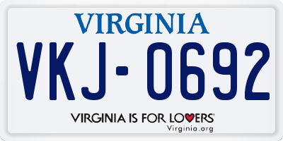 VA license plate VKJ0692