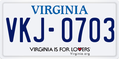 VA license plate VKJ0703