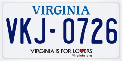 VA license plate VKJ0726