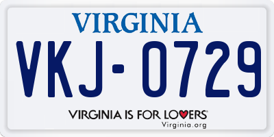 VA license plate VKJ0729