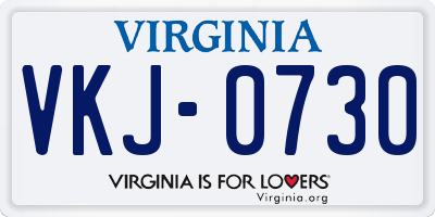 VA license plate VKJ0730