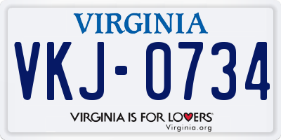 VA license plate VKJ0734