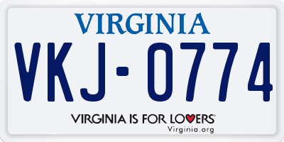 VA license plate VKJ0774
