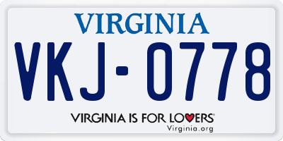VA license plate VKJ0778