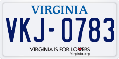 VA license plate VKJ0783