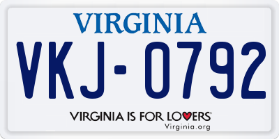 VA license plate VKJ0792