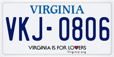 VA license plate VKJ0806