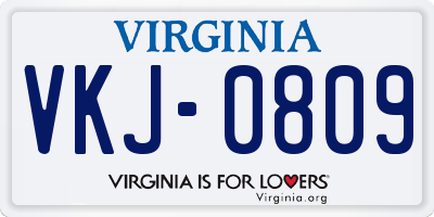 VA license plate VKJ0809