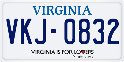 VA license plate VKJ0832