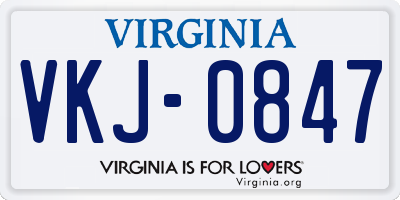 VA license plate VKJ0847