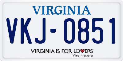 VA license plate VKJ0851