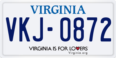 VA license plate VKJ0872
