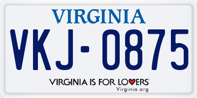 VA license plate VKJ0875