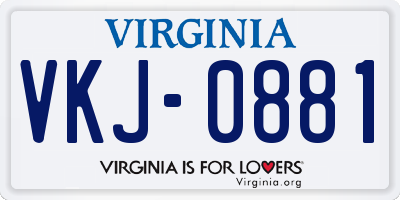 VA license plate VKJ0881