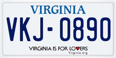 VA license plate VKJ0890