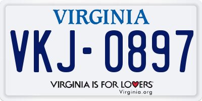 VA license plate VKJ0897