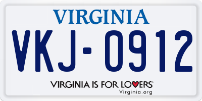 VA license plate VKJ0912