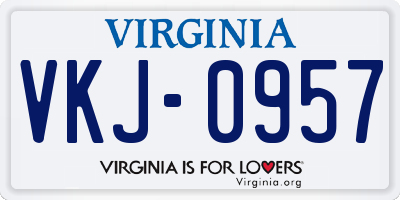 VA license plate VKJ0957