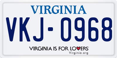 VA license plate VKJ0968