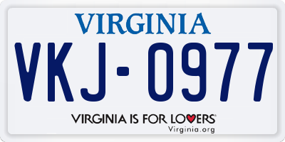 VA license plate VKJ0977