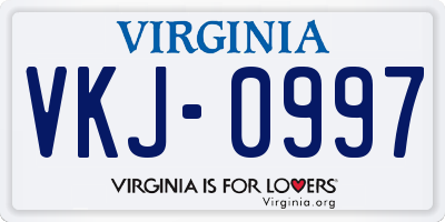 VA license plate VKJ0997