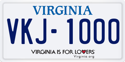 VA license plate VKJ1000