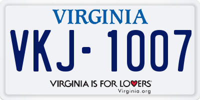 VA license plate VKJ1007