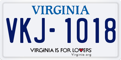VA license plate VKJ1018