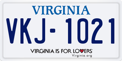 VA license plate VKJ1021