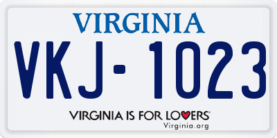 VA license plate VKJ1023