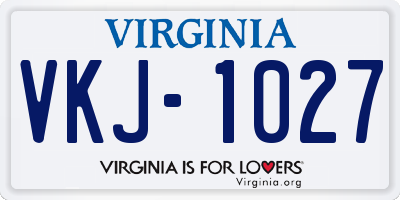 VA license plate VKJ1027