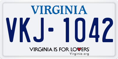 VA license plate VKJ1042