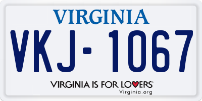 VA license plate VKJ1067