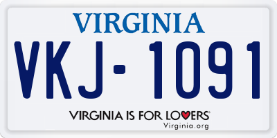 VA license plate VKJ1091