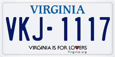 VA license plate VKJ1117