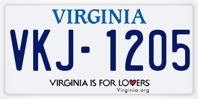 VA license plate VKJ1205
