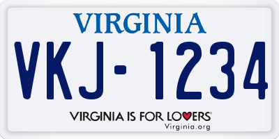 VA license plate VKJ1234