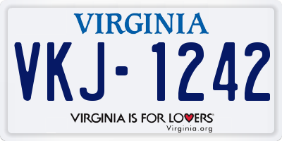 VA license plate VKJ1242