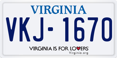 VA license plate VKJ1670