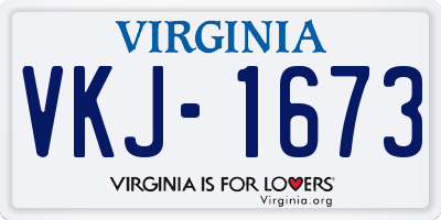 VA license plate VKJ1673