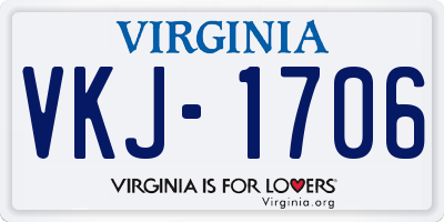 VA license plate VKJ1706