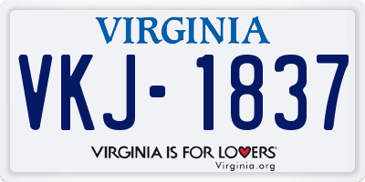 VA license plate VKJ1837